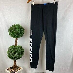 Adidas Black Logo Print Leg Sport Athletic Track Pants S